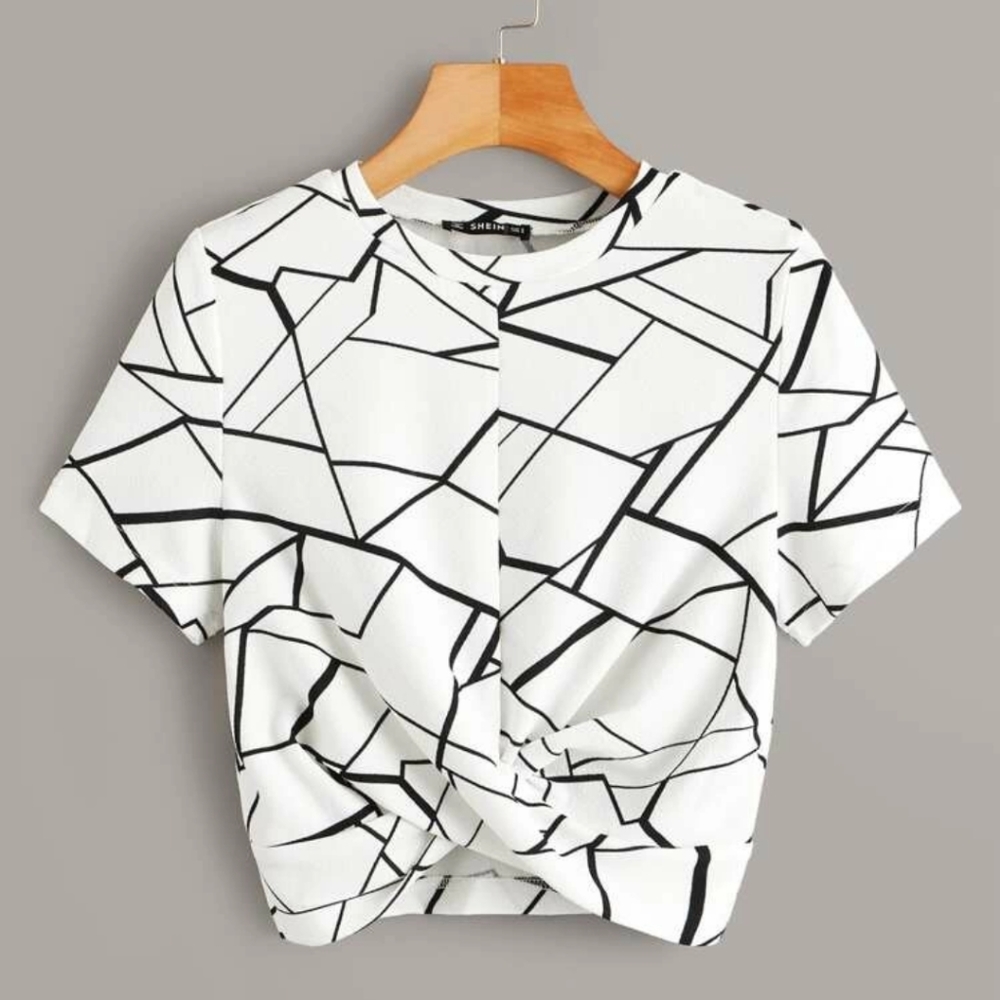 White and black crop top